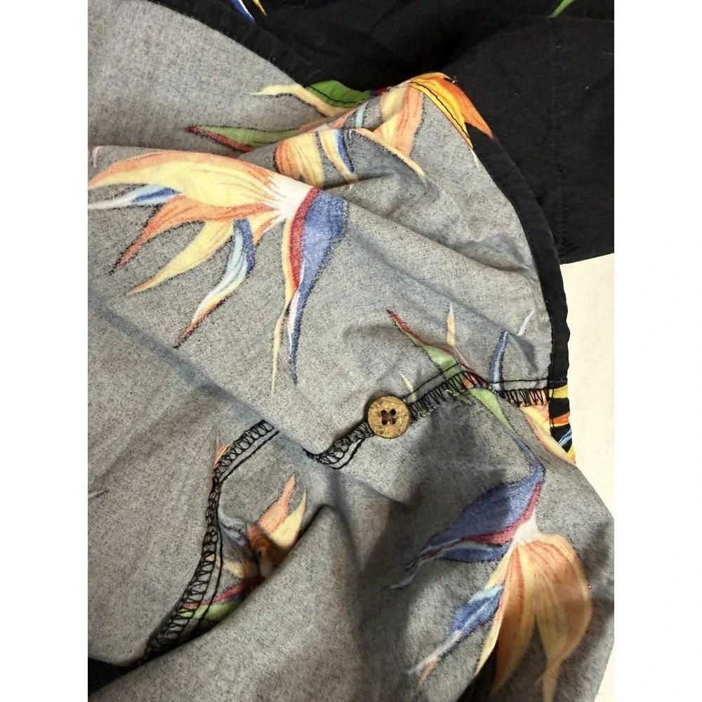 Vintage Roundtree Yorke Hawaiian Shirt M Black‎ Tropical Y2K Resort Vacation